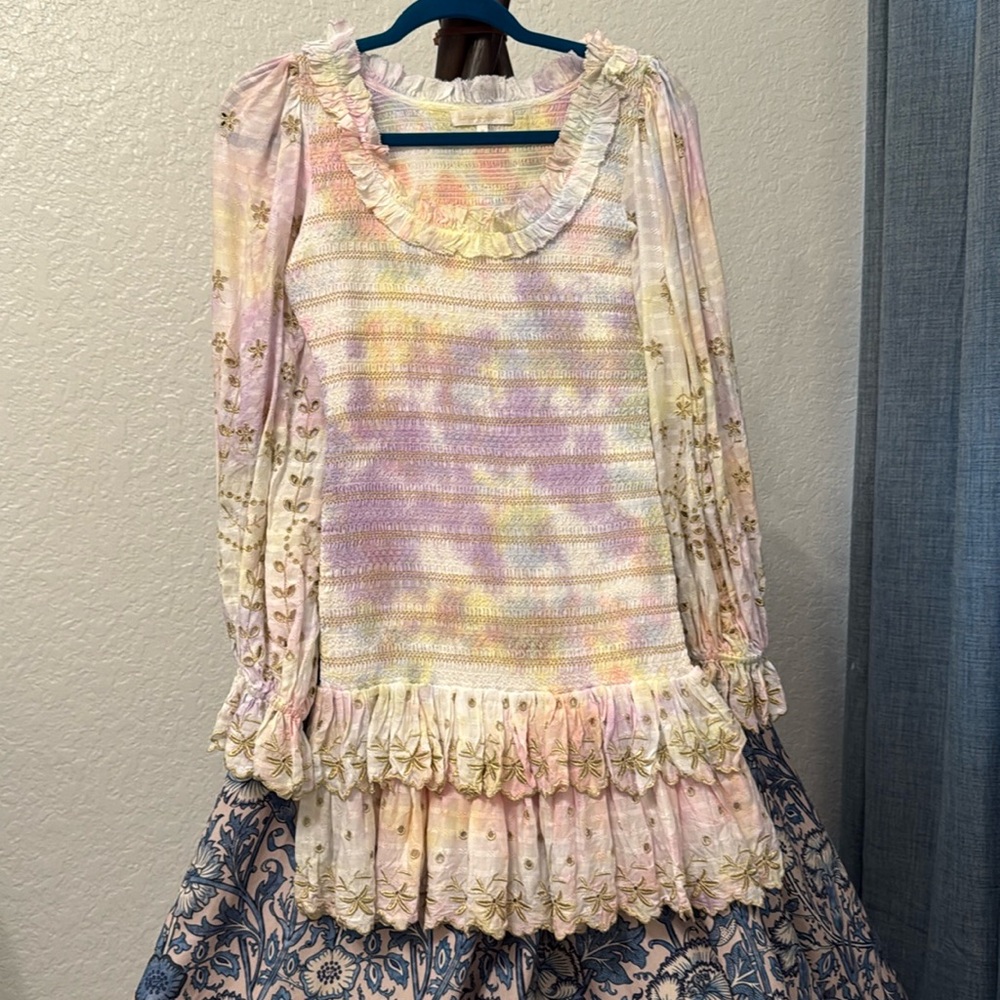 Smocked mini tie dye dress
